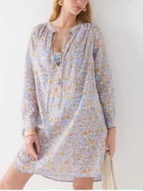 J. Crew Tunic Tie Waist Afternoon Floral Dress Beach Resort NWT